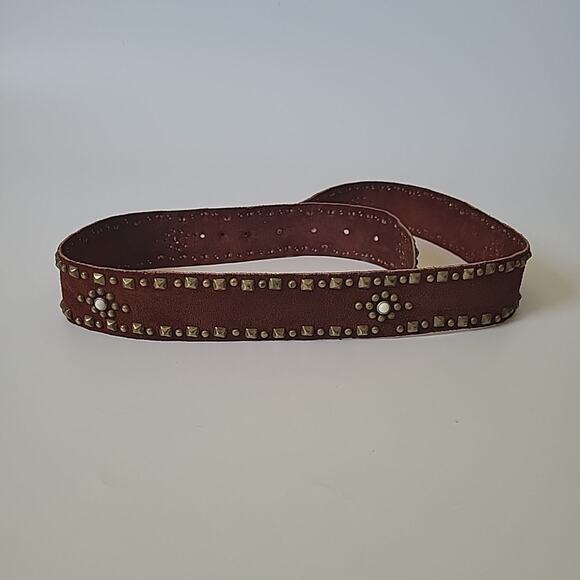 B Low the Belt Studded Rust Suede Hip Belt 34 Adjustable Boho Cowgirl Western - Picture 3 of 16